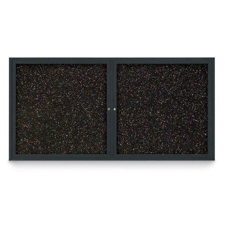 United Visual Products Sliding Door Indoor Enclosed Corkboard, 7 UV9027ACSH-BRONZE-MEDGRY